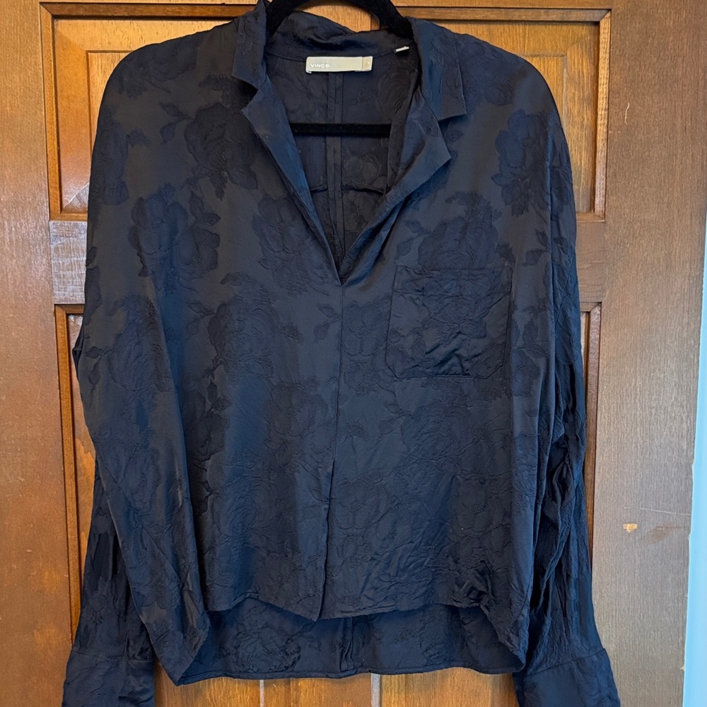 Vince Black Floral Blouse
